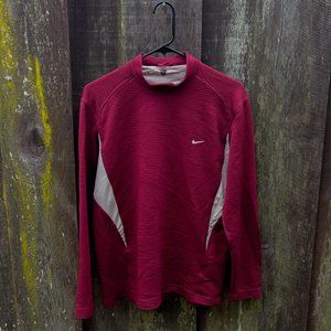 Rare Vintage Nike Golf Red Quilted Dr-Fit Long Sleeve Womens L